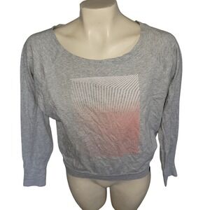 PRANA Gray Long-Sleeve Womens Sweatshirt With Geometric‎ Gradient Design